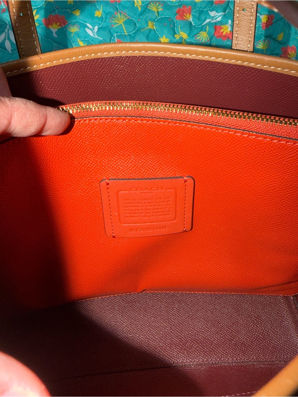 Coach Mollie 25 Pink and Orange Stripe Satchel with Tan Trim - Picture 9 of 16